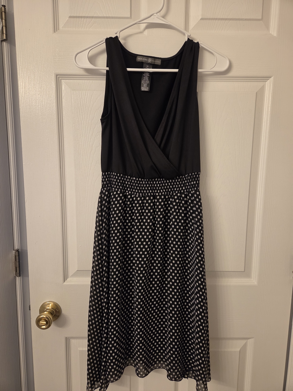 Black Polka Dot Sleeveless Wrap Dress